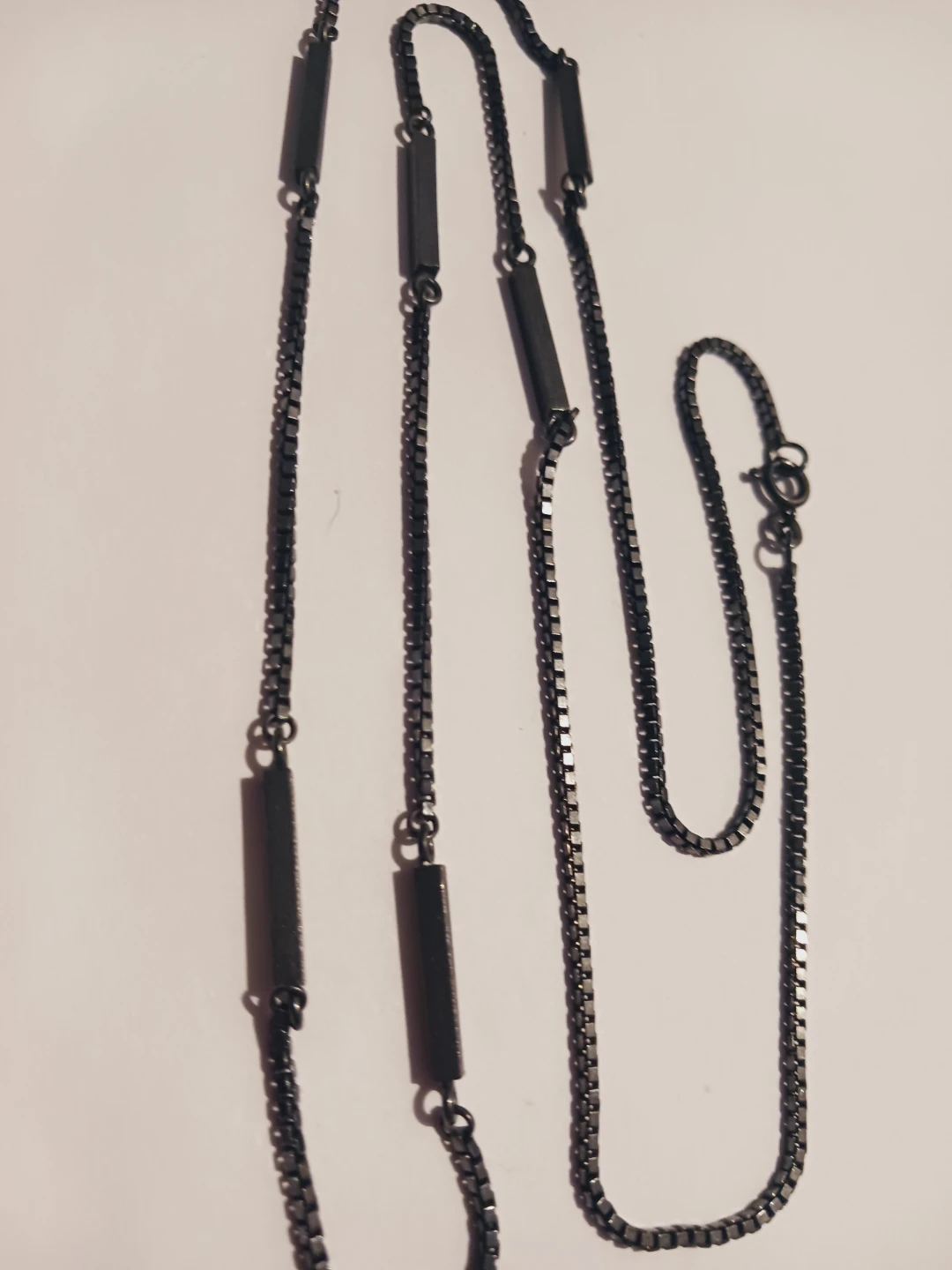 New !!! Minimalist Rectangular Bars Dark Metal Necklace - photo 2