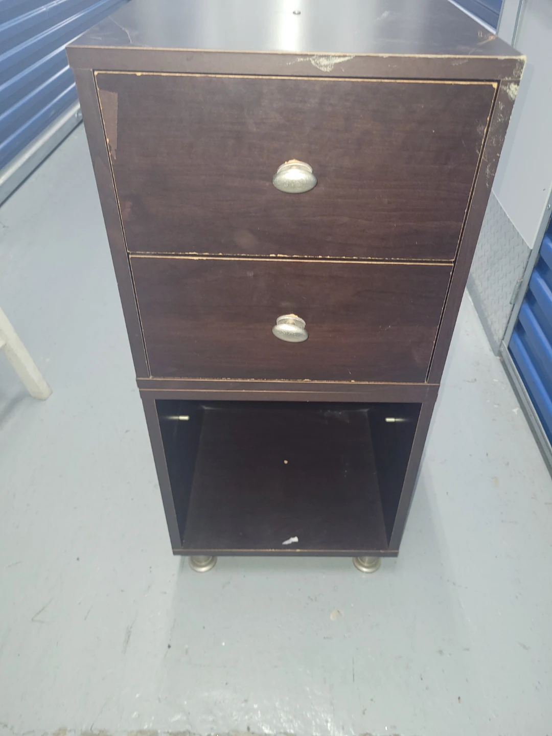 Dark Brown 2-Drawer Nightstand with Open Shelf - photo 2