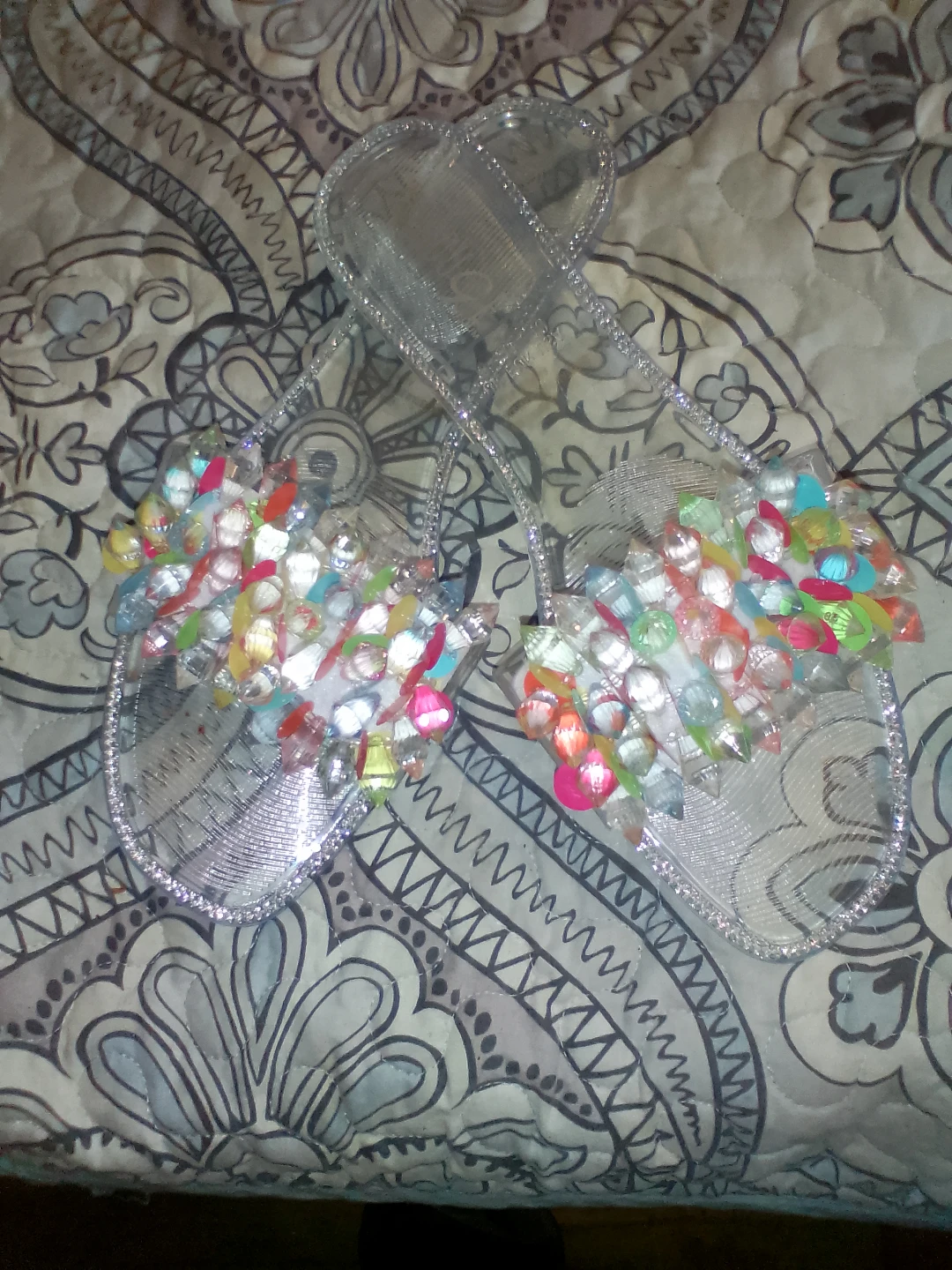 Clear Beaded Jelly Sandals