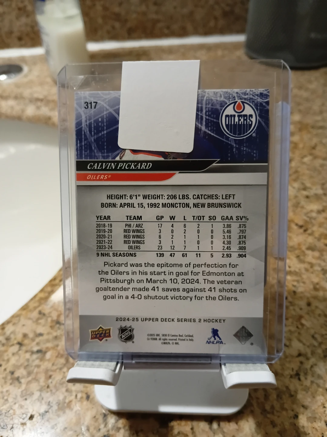 Calvin Pickard Edmonton Oilers Hockey Card 2024-25 Upper Deck - photo 2