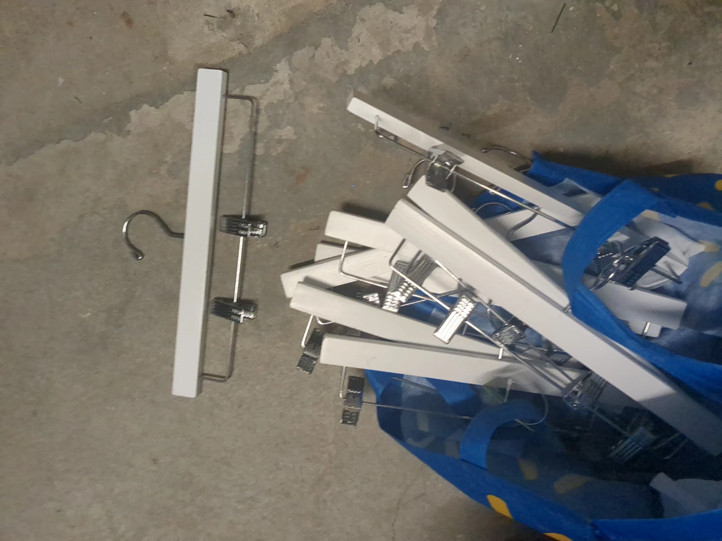 White Wooden Pants Hangers with Clips