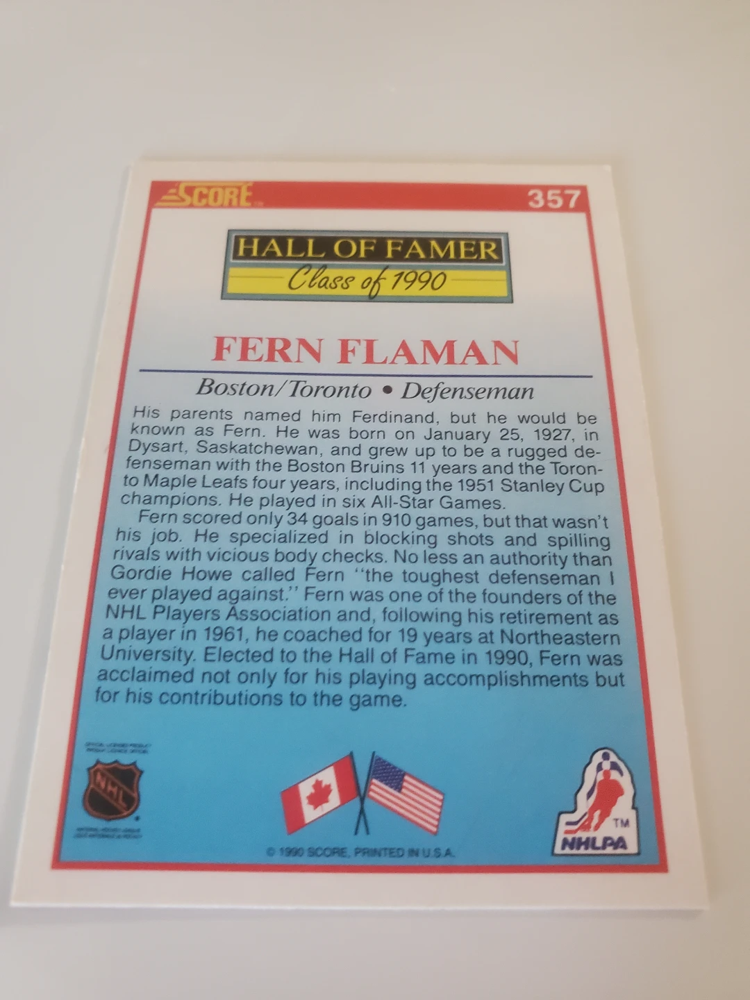 Score Hall of Famer Fern Flaman Hockey Card - photo 2