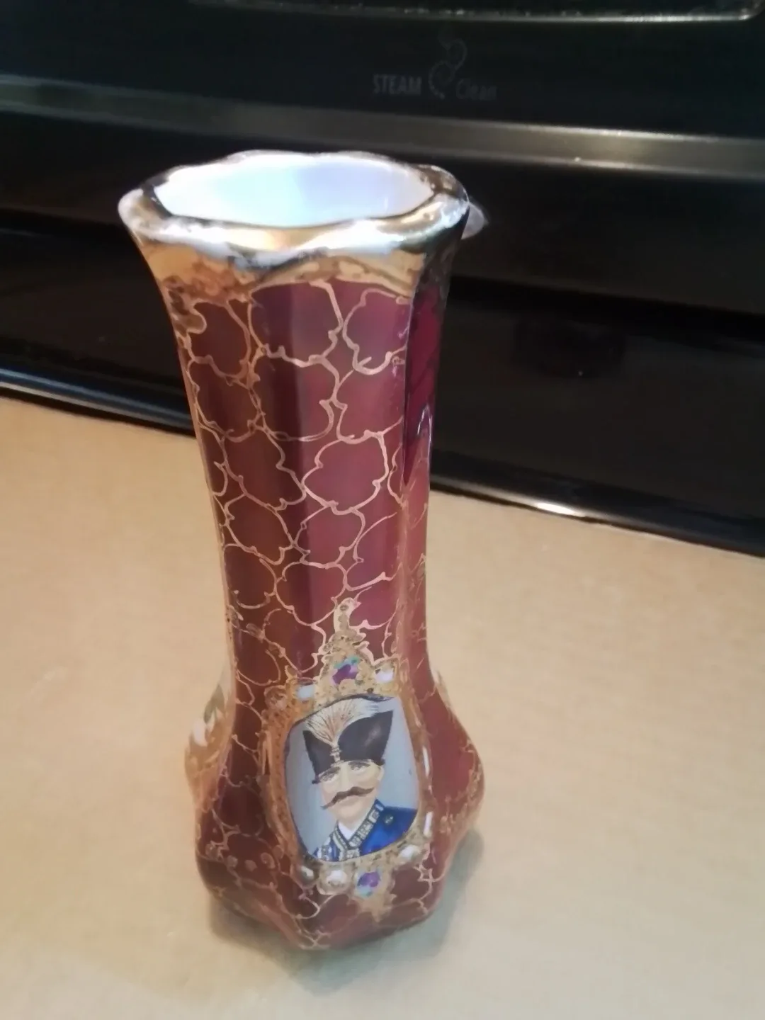 Hand Painted vintage Persian Qajar-style  Bud Vase