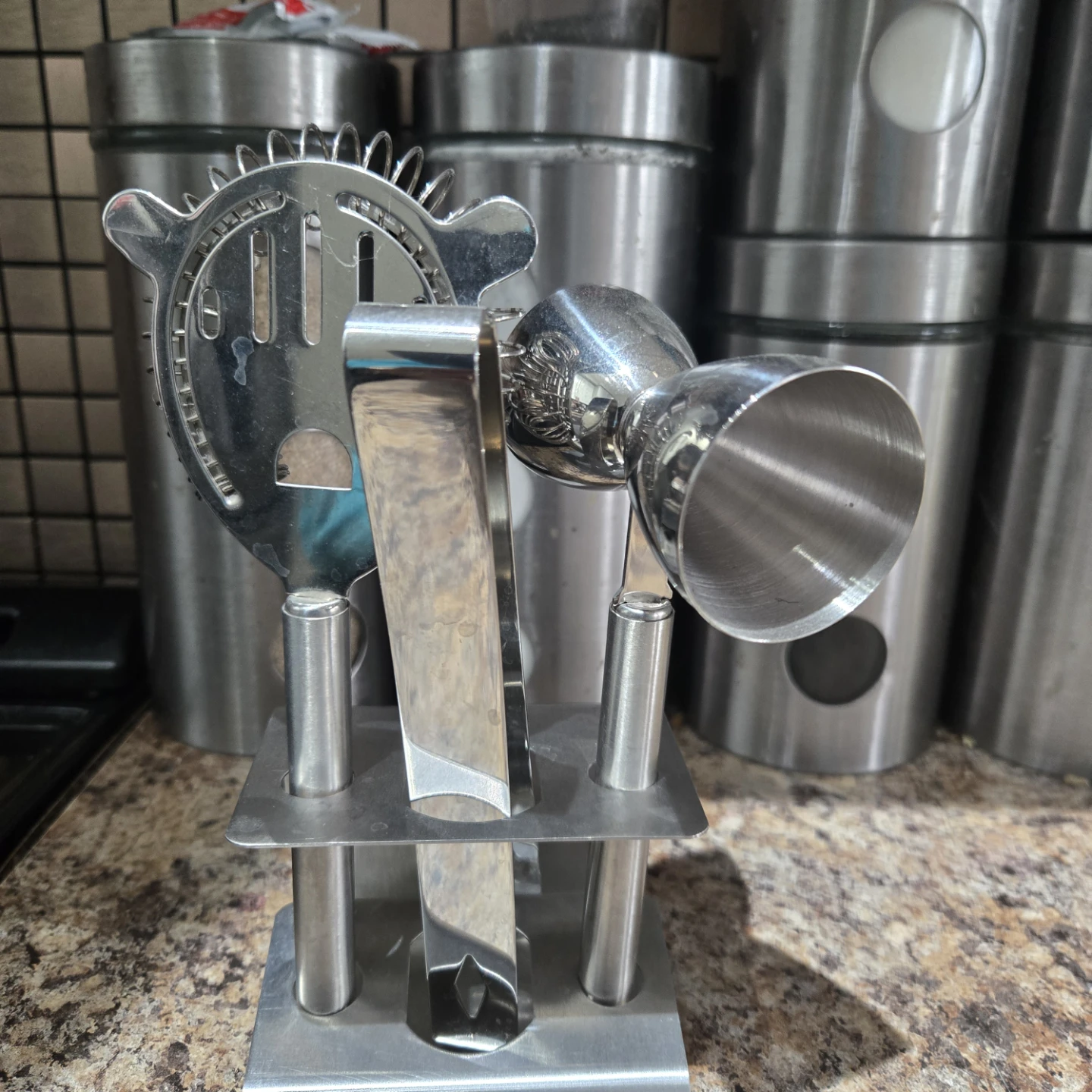 Stainless Steel Bar Tool Set with Stand