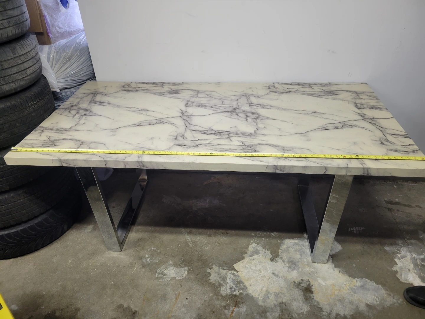 Marble Top Coffee Table with Chrome Legs