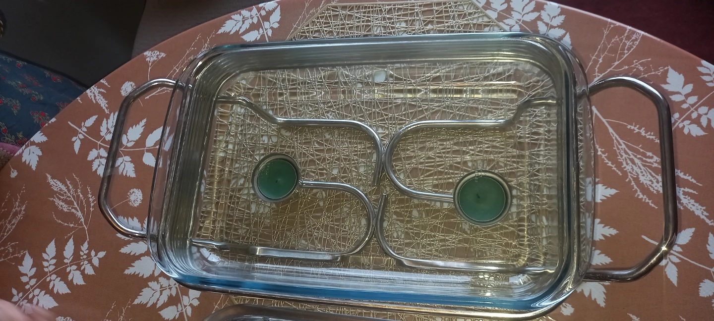 Glass and Silver Chafing Dish with Lid - photo 2