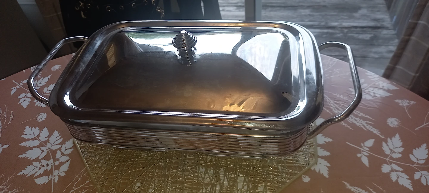 Glass and Silver Chafing Dish with Lid - photo 3