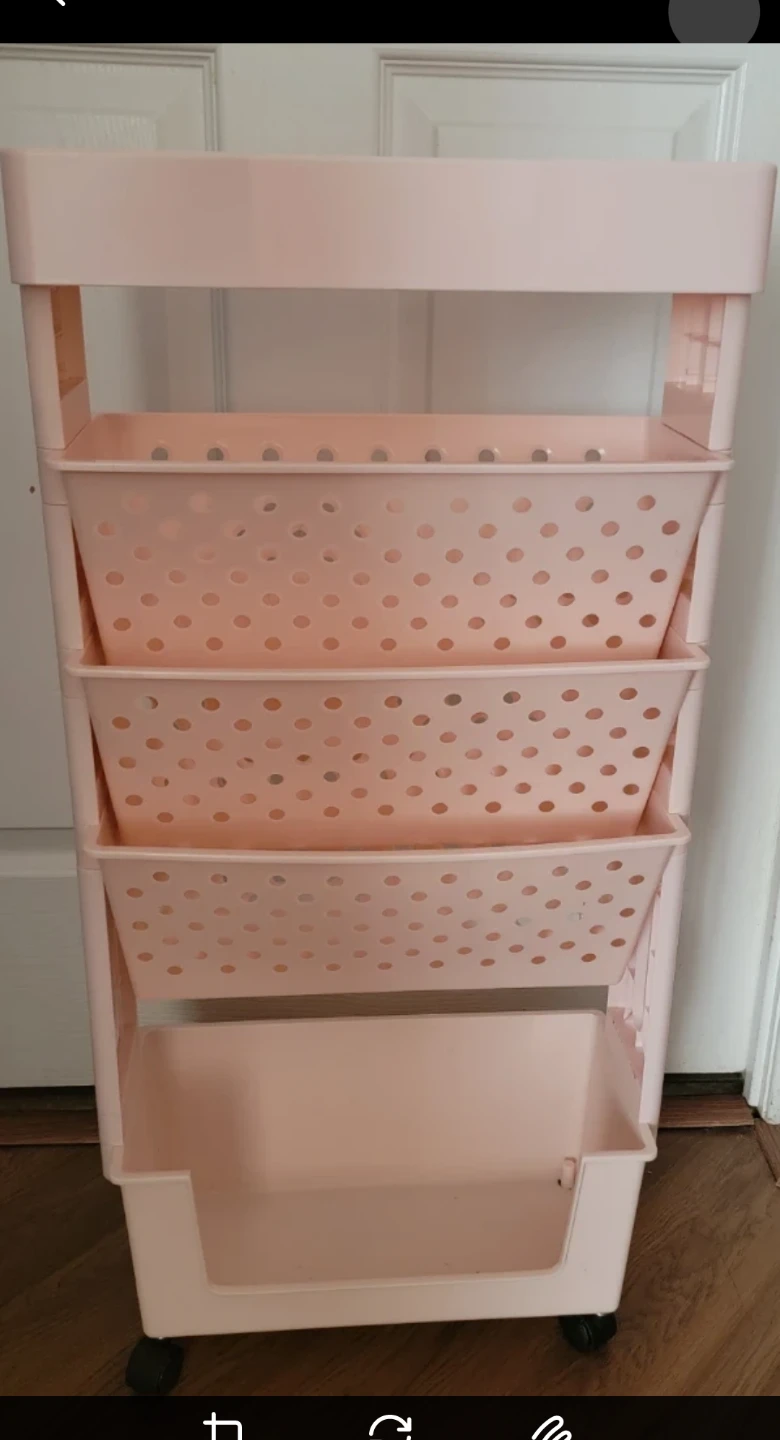 Pink 4-Tier Rolling Storage Cart / Bookshelf - photo 4