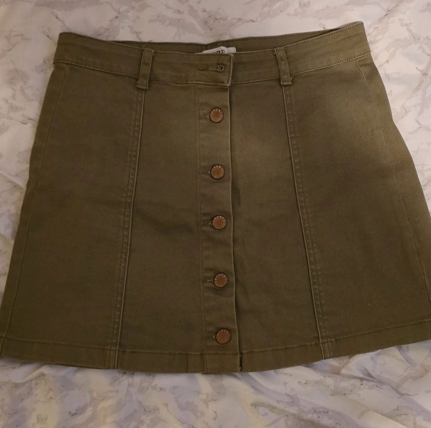 Forever 21 Olive Green Button-Front A-Line Mini Skirt Size 28