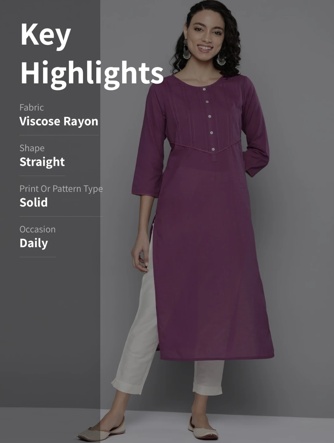 Purple Viscose Rayon Kurta - photo 4