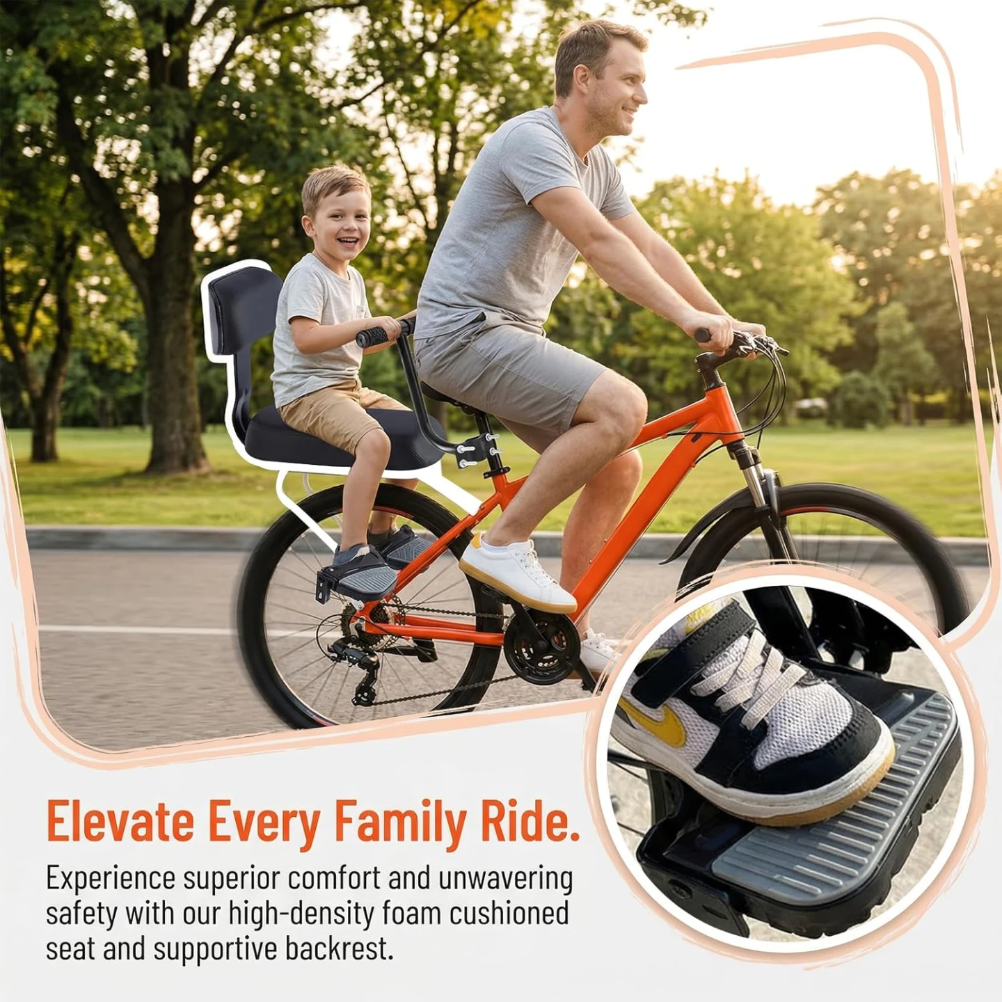 Kids Bike Seat with Handlebars and Footpegs - photo 4