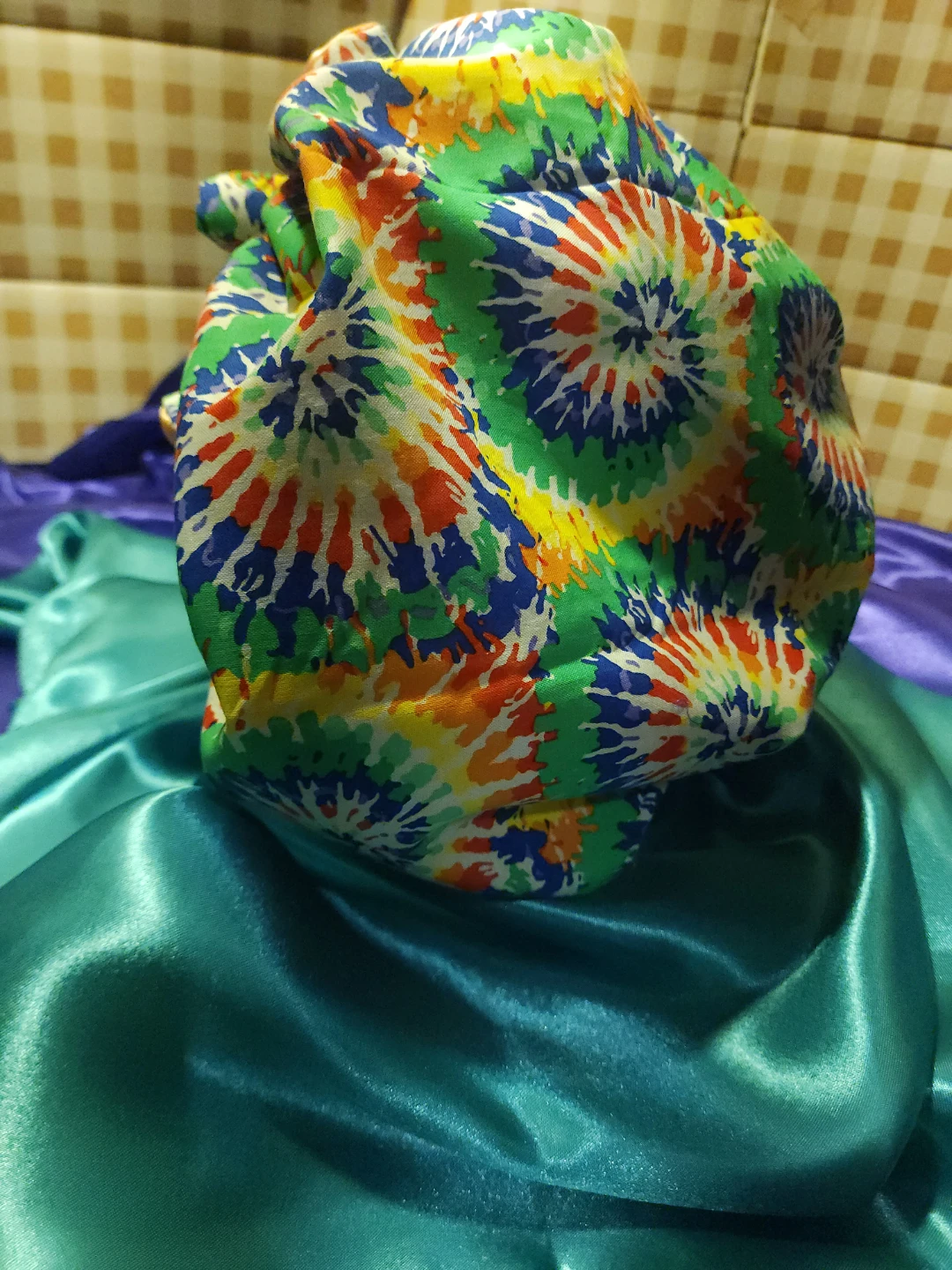 Satin Lined Shower Cap/Bonnet - Colorful Print - photo 4