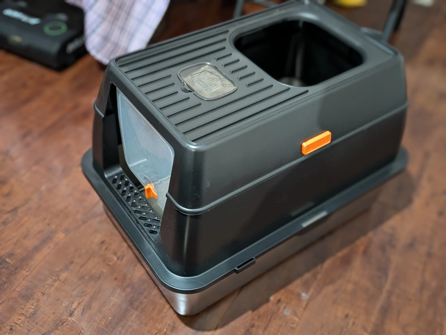 TENTIZON Dual Entry Stainless Steel Cat Litter Box with Filter