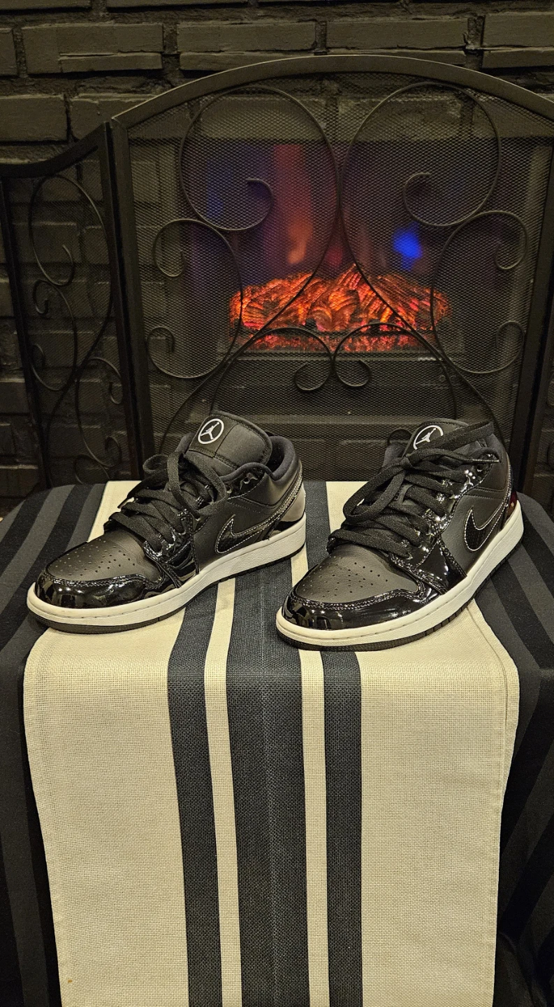 Air Jordan 1 Low Black White Patent Leather Sneakers - photo 2