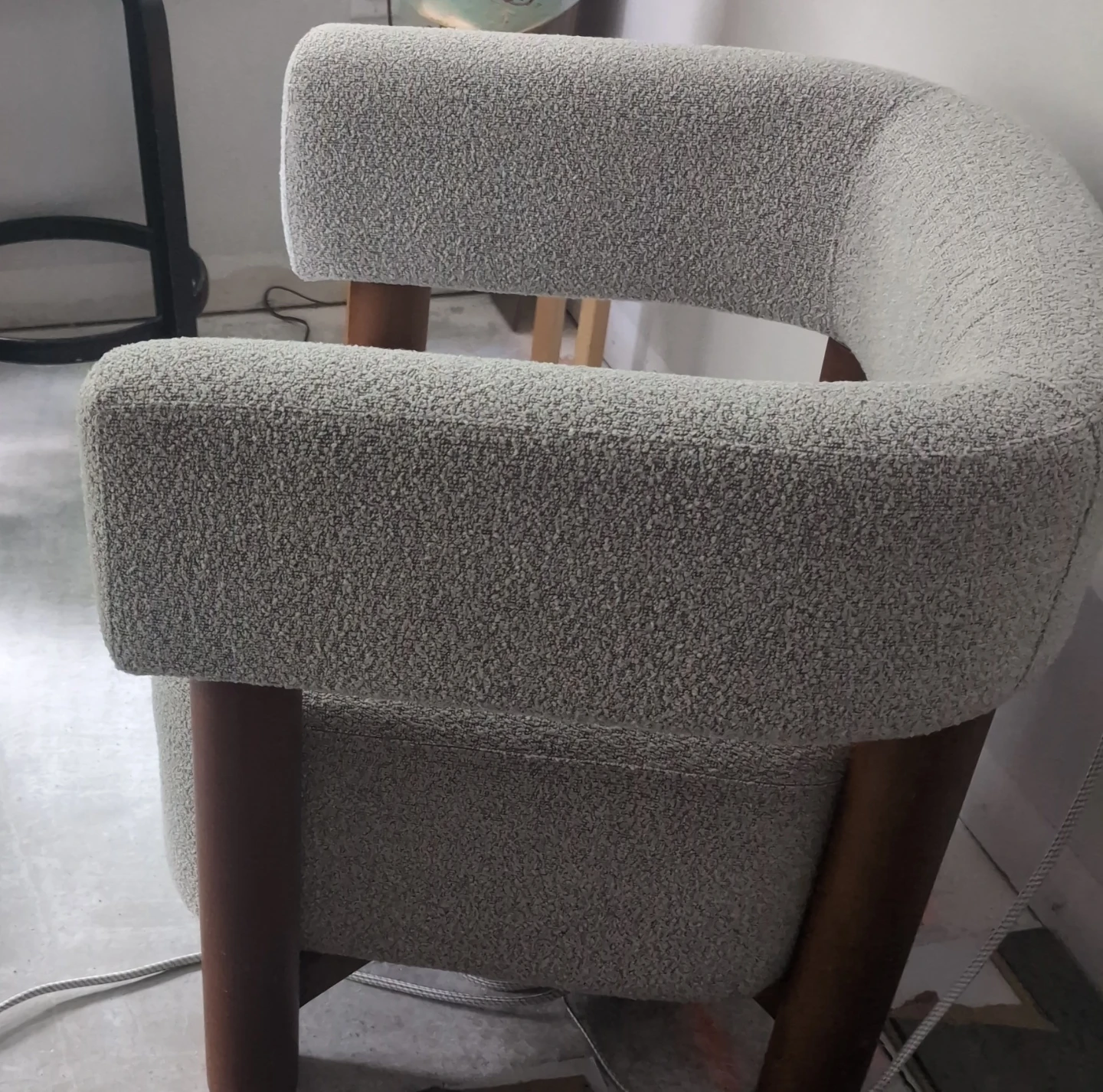 Boucle Barrel Chair with solid wood legs - photo 2