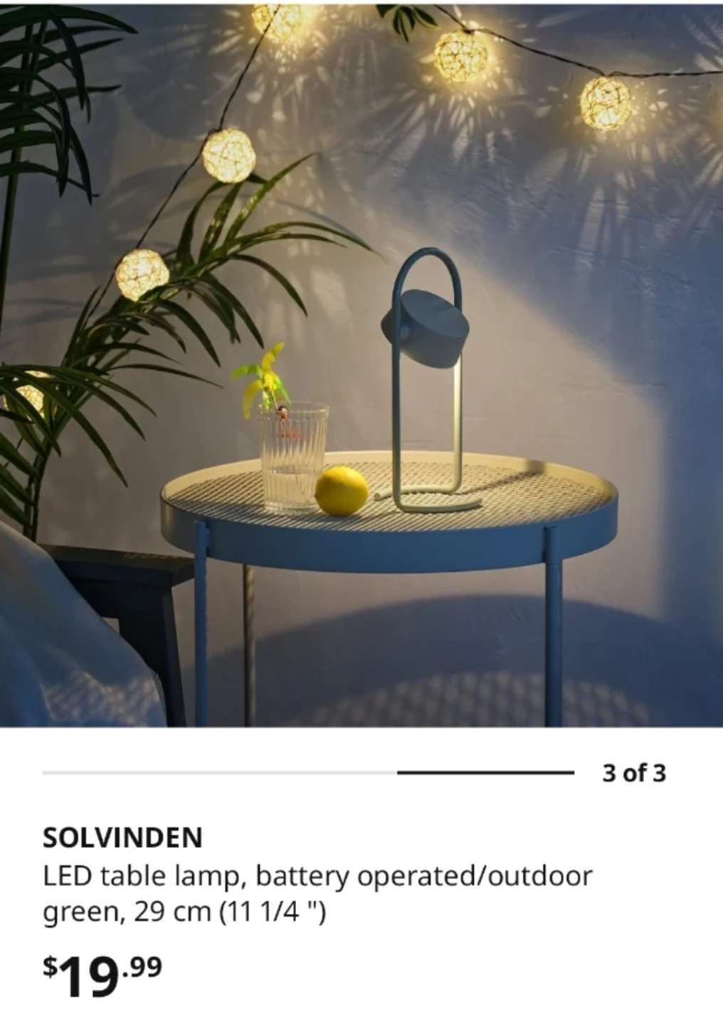 IKEA SOLVINDEN LED Table Lamp - Green, 29 cm - photo 4