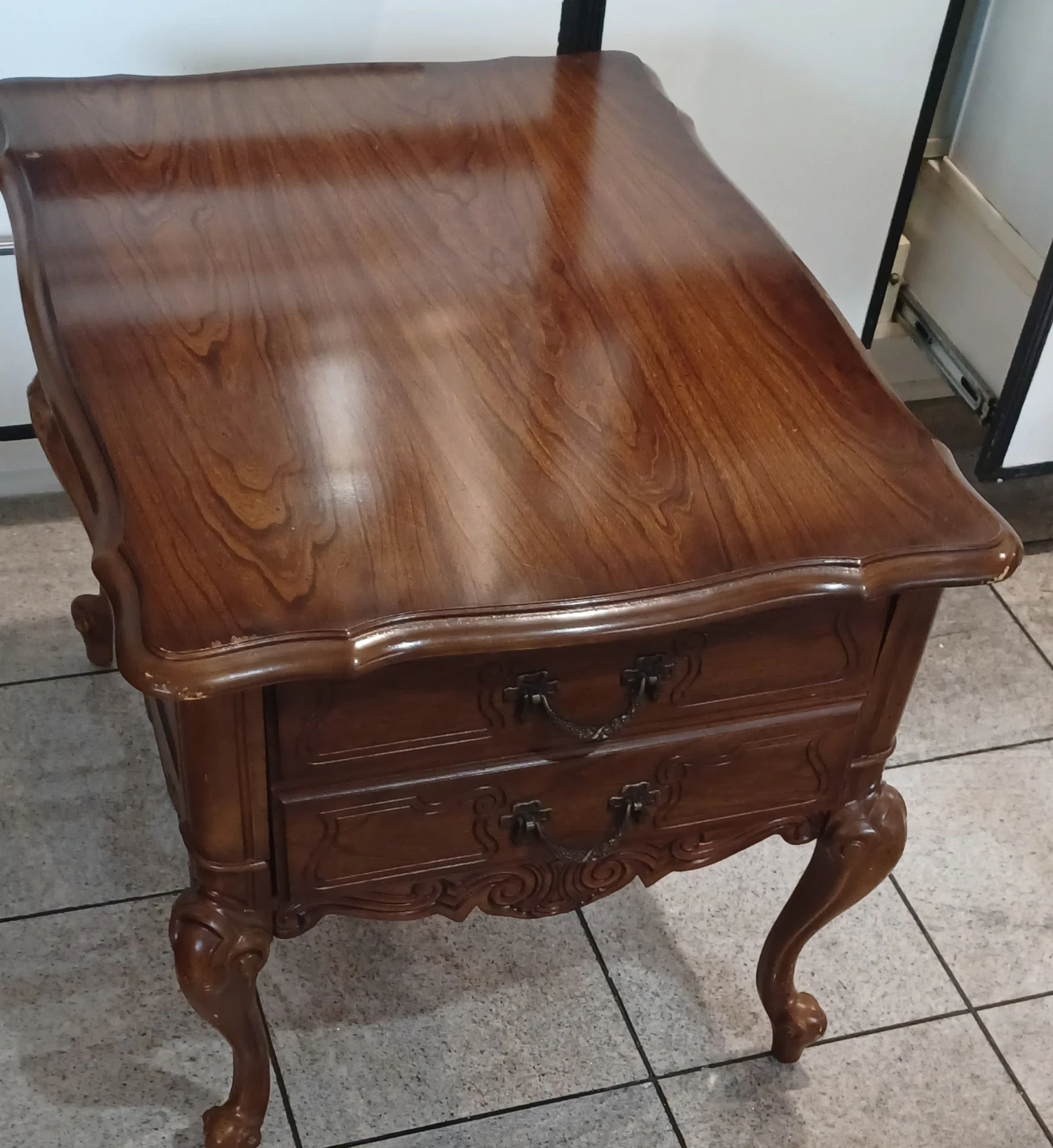 Vintage Wooden Side Table with Drawer - photo 2