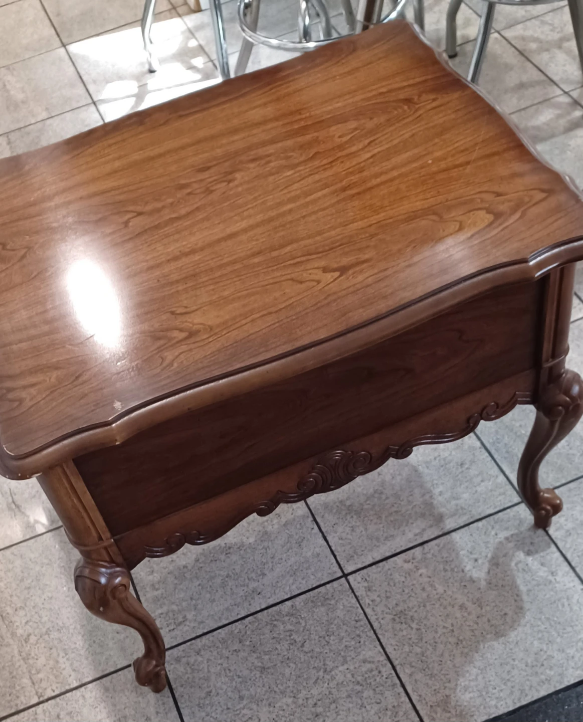 Vintage Wooden Side Table with Drawer - photo 4