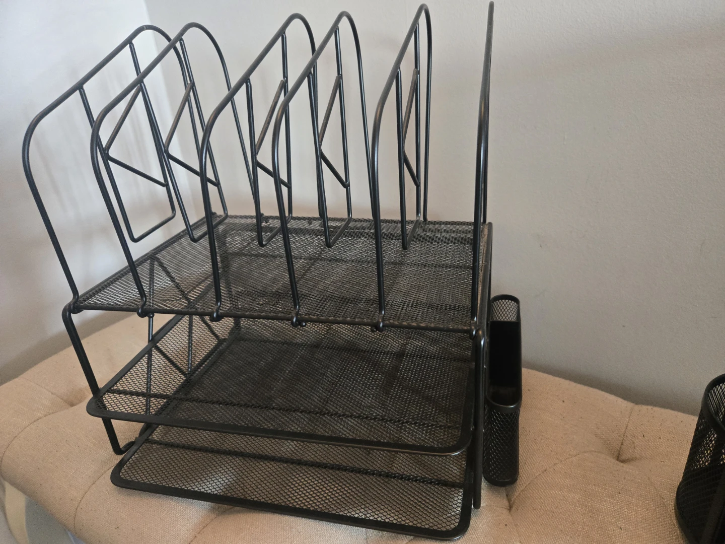 Black Mesh Desk Organizer Set with Waste Basket - photo 2