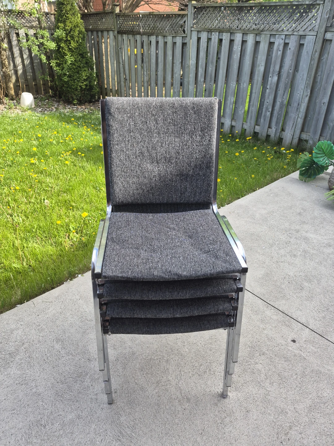 Stackable Upholstered Chairs - Set of 4