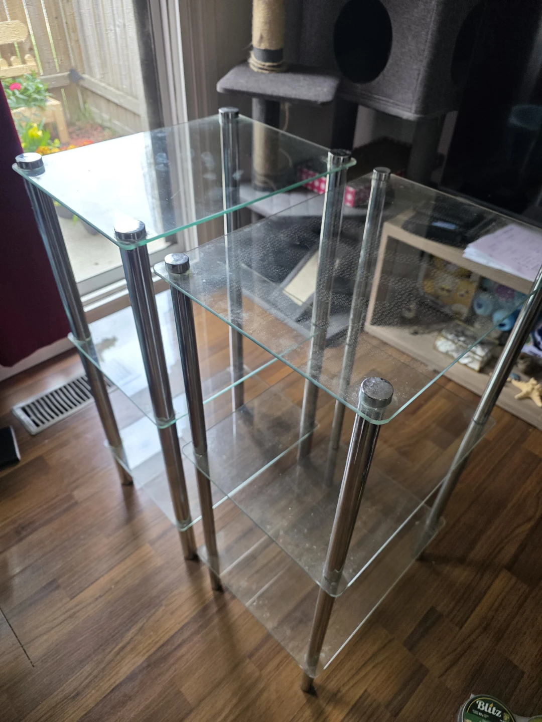 Glass and Chrome Shelf Unit