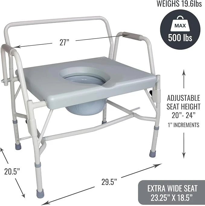 DMI Drop Arm Portable Toilet Commode, Extra-Wide Seat - photo 2