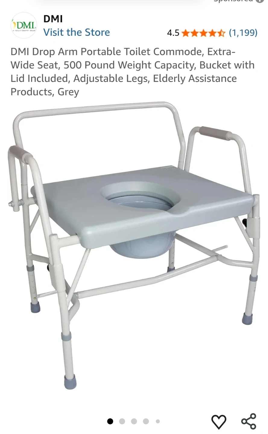 DMI Drop Arm Portable Toilet Commode, Extra-Wide Seat - photo 5