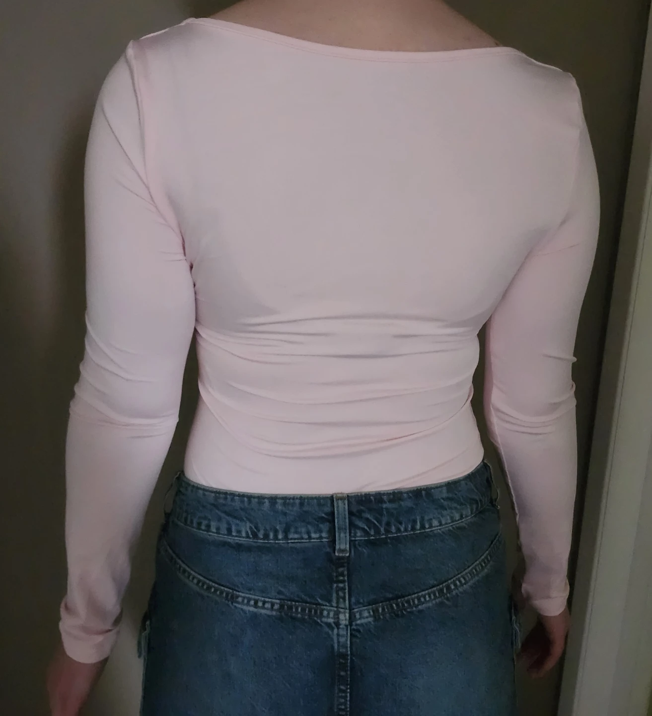 Pink Long Sleeve Square Neck Bodysuit - photo 3