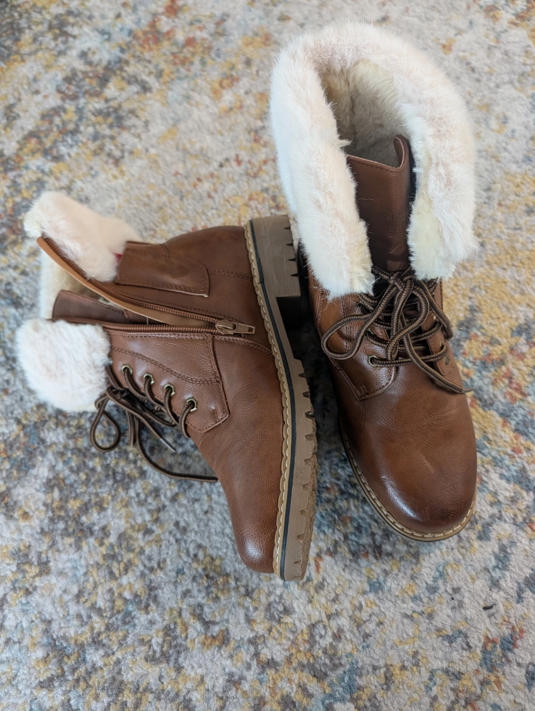 Brown Faux Fur Lined Winter Boots - Women's Size 8
