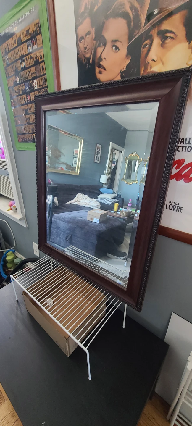 Ornate Dark Wood Frame Mirror - photo 2