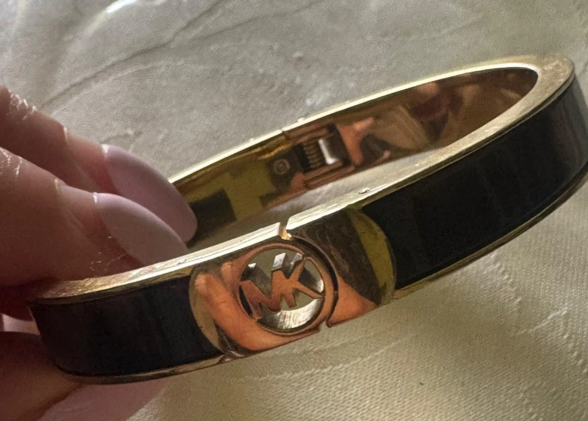 Michael Kors Gold Tone & Black Bangle Bracelet