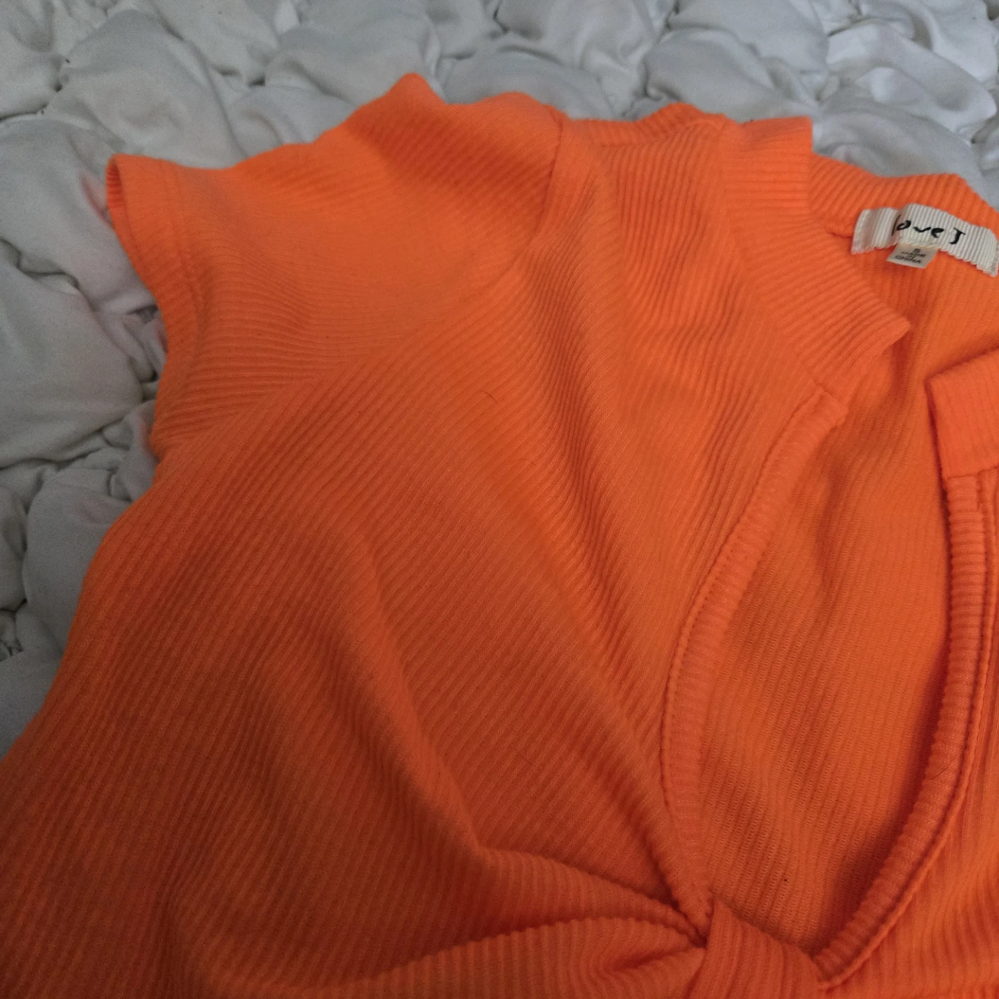 Love J Orange Ribbed Twist Front Crop Top Size S - photo 3