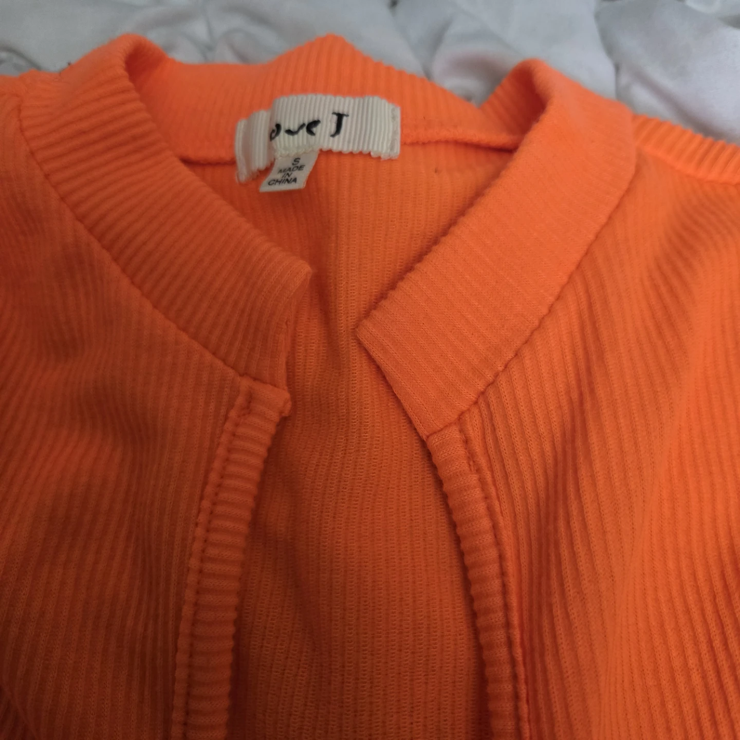 Love J Orange Ribbed Twist Front Crop Top Size S - photo 4