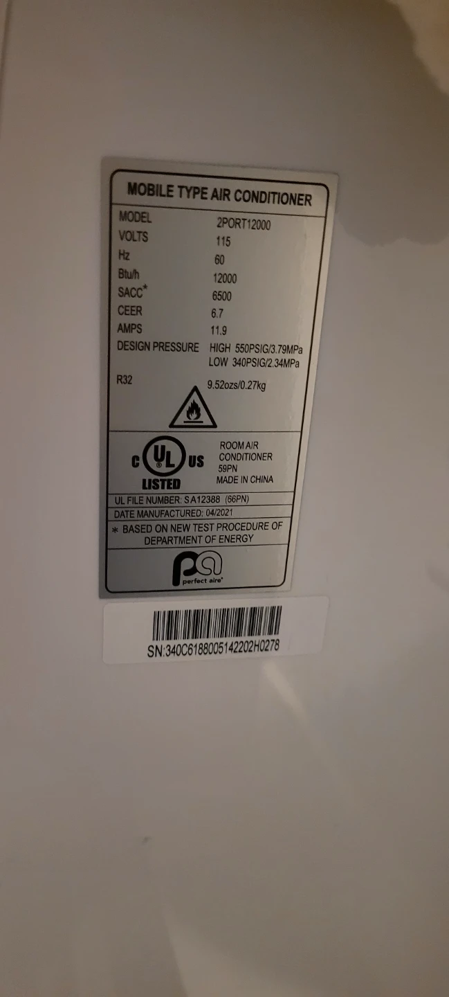 Perfect Aire 2PORT12000 Mobile Air Conditioner