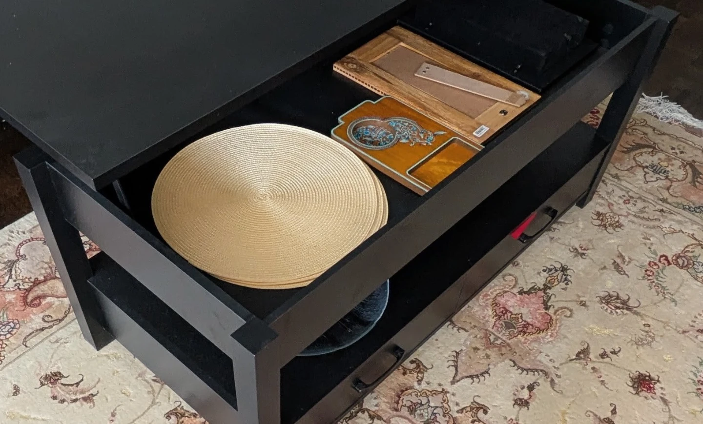 Black Coffee Table with Storage - photo 3