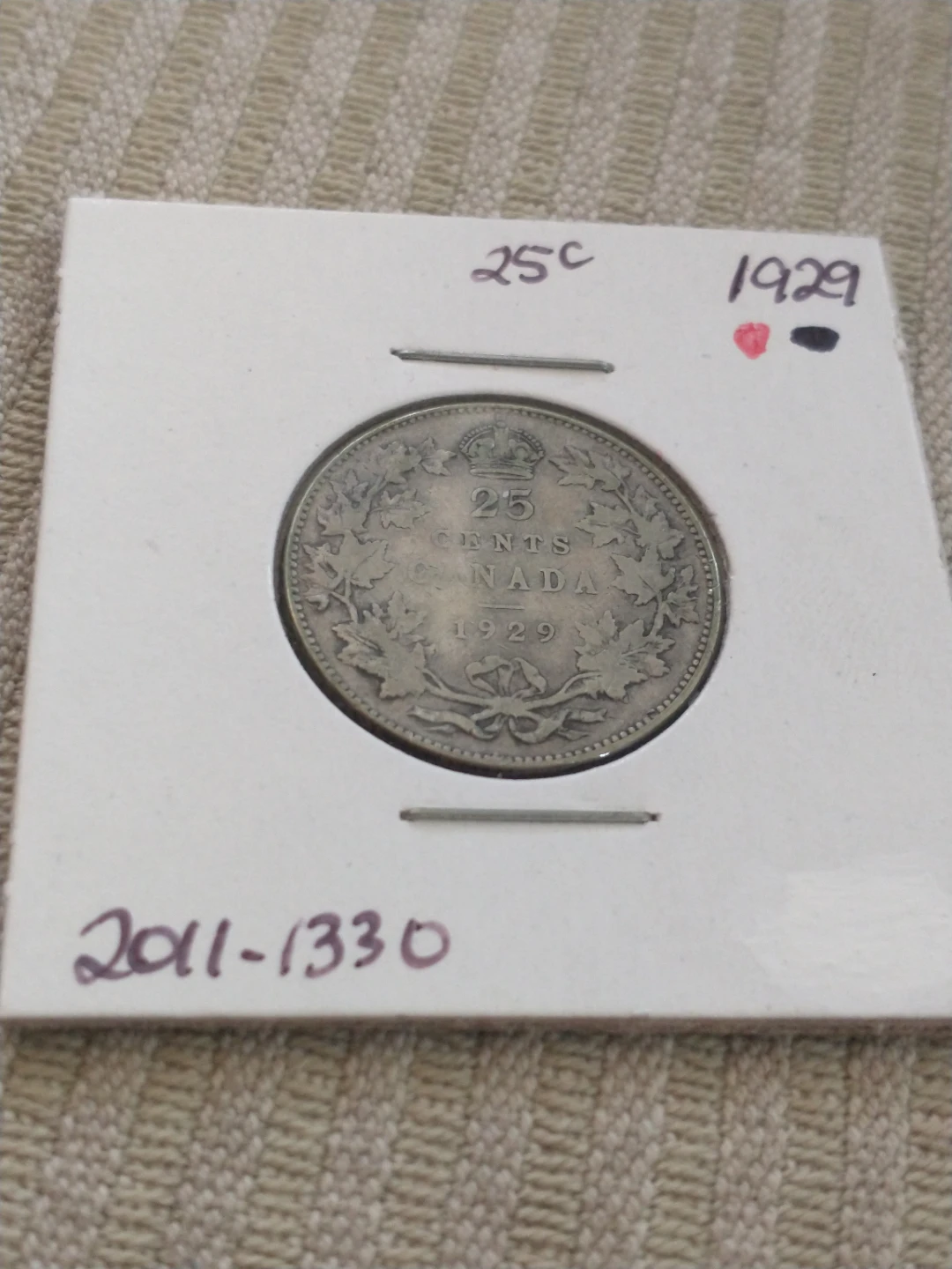 1929 Canada George V .800 silver quarter - photo 2