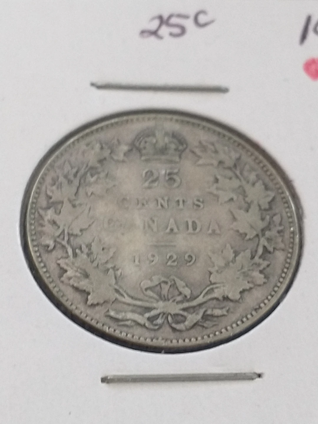 1929 Canada George V .800 silver quarter - photo 3