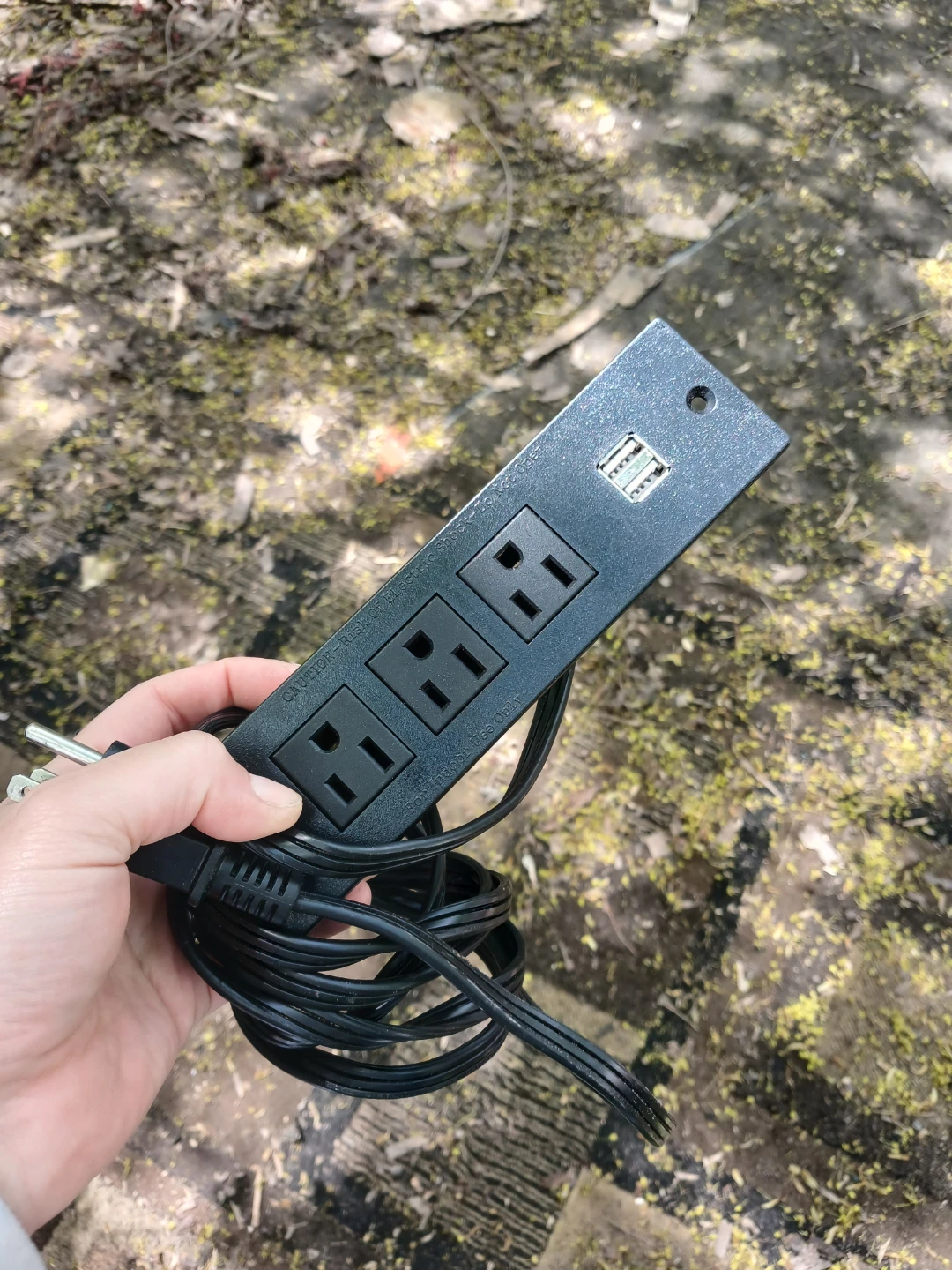 Black Power Strip with 3 Outlets and 2 USB Ports - photo 2