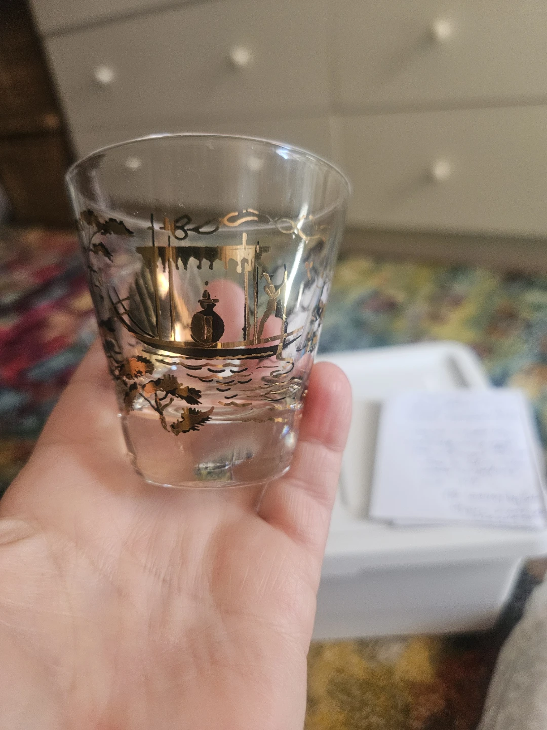 Vintage-70s Psyche Asia  mini Whisky Glasware  Gold - photo 2