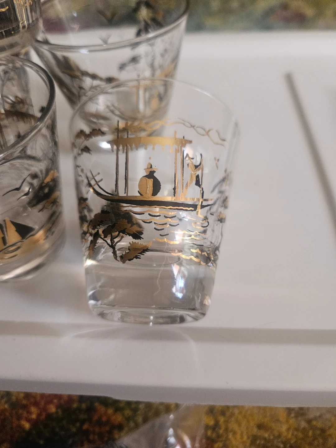 Vintage-70s Psyche Asia  mini Whisky Glasware  Gold - photo 3