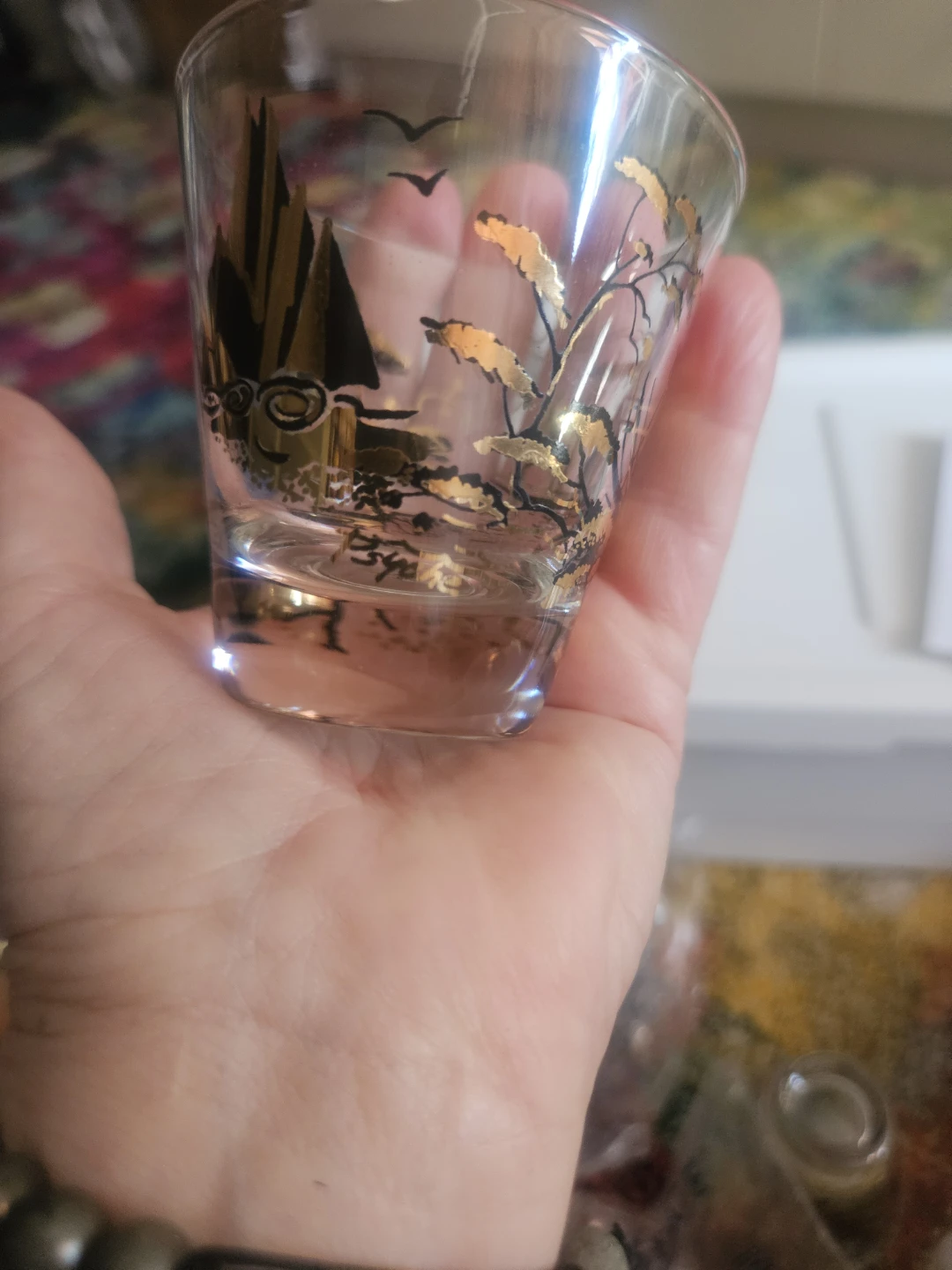 Vintage-70s Psyche Asia  mini Whisky Glasware  Gold - photo 4