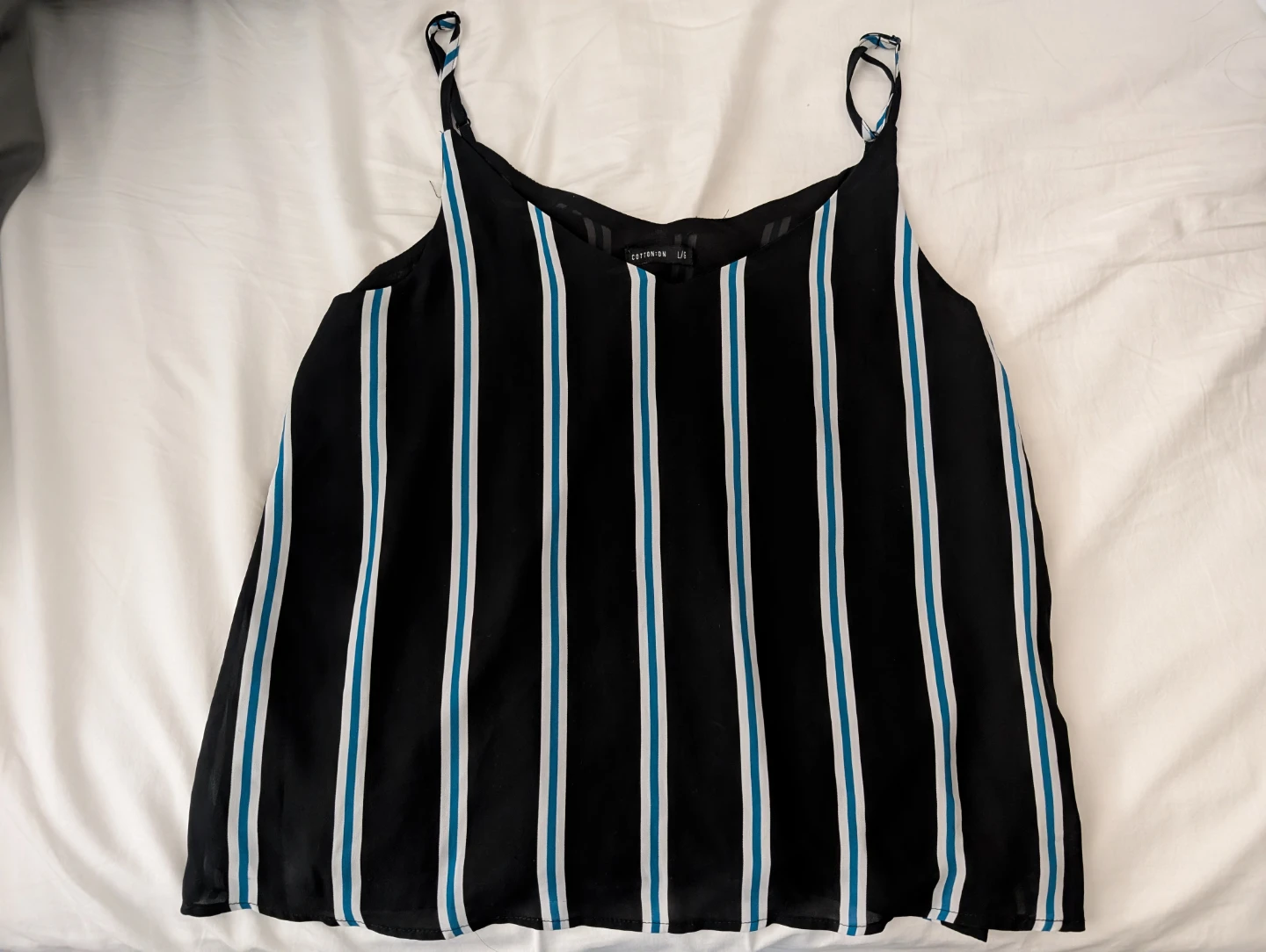 Cotton On Black & Blue Striped Cami Top Sexy Spaghetti Top