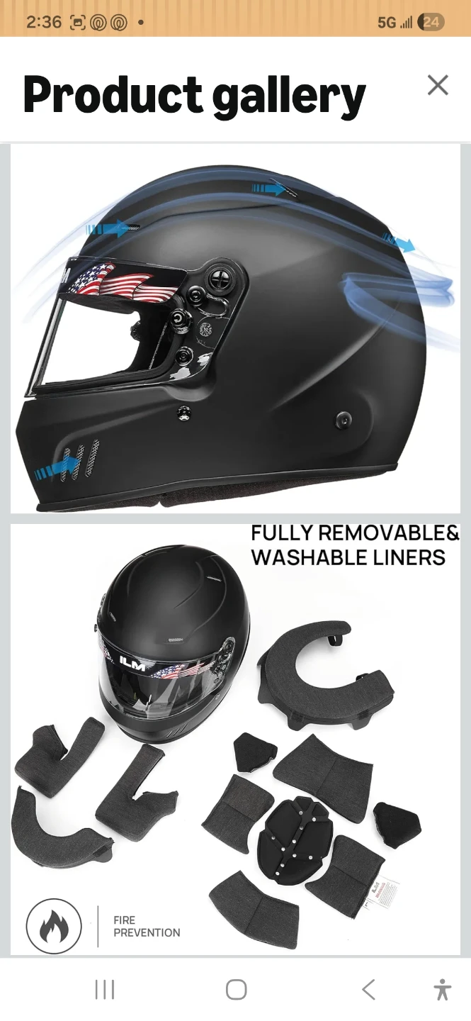 ILM Full Face Racing Helmet size Large - photo 5
