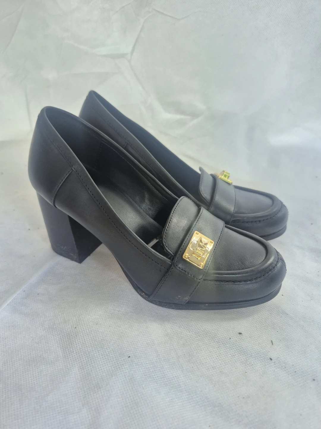 Michael Kors Black Leather Block Heel Loafers - photo 2