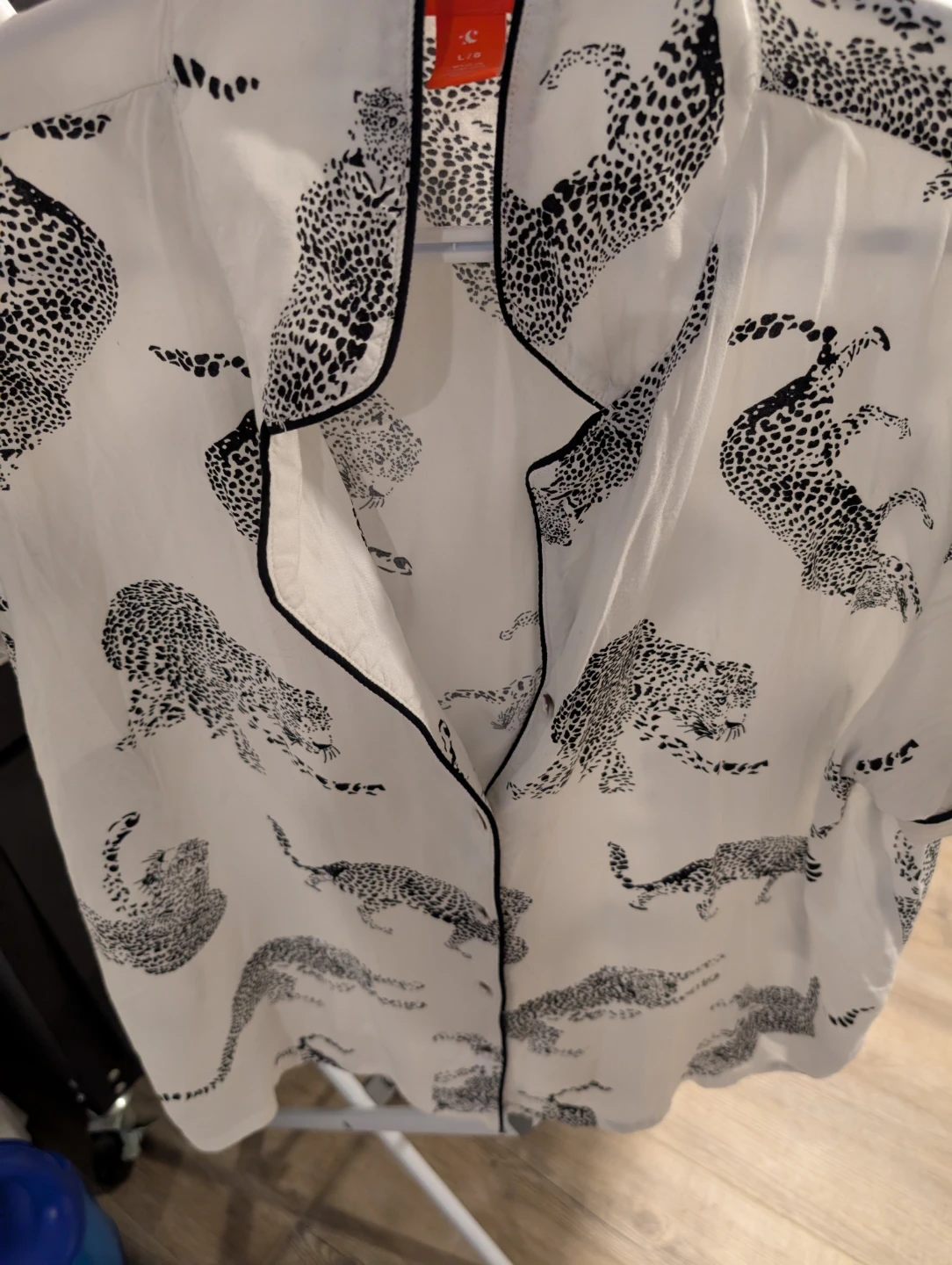 White Cheetah Print Pajama Top