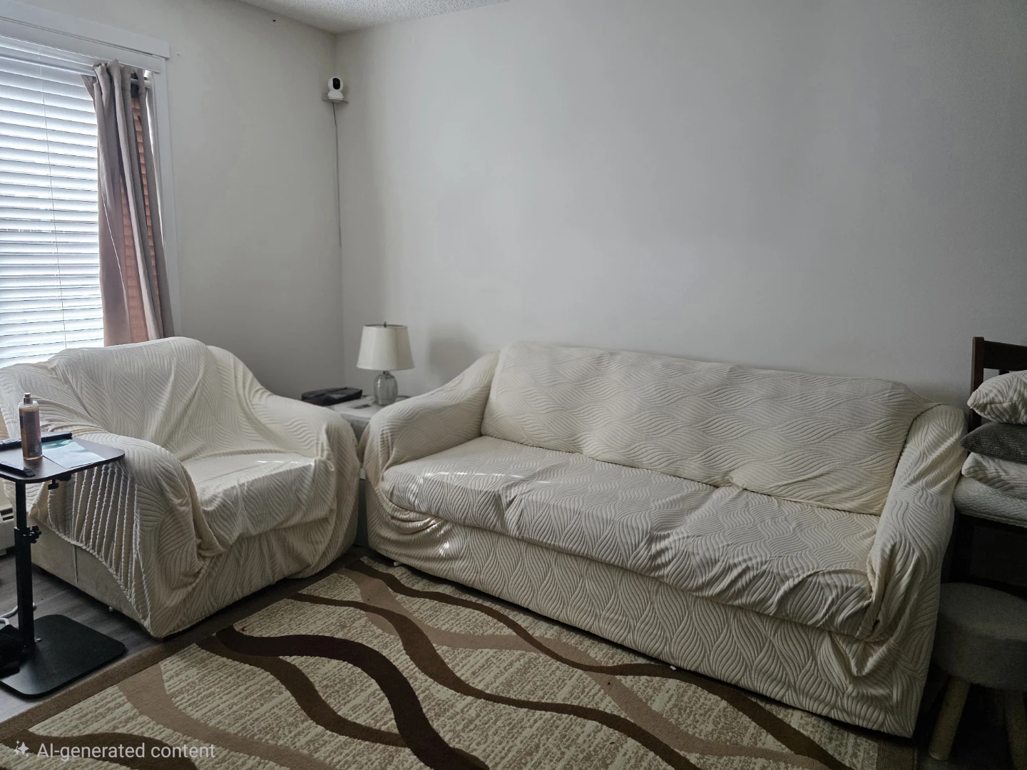 Cream Patterned Sofa and Armchair Slipcovers