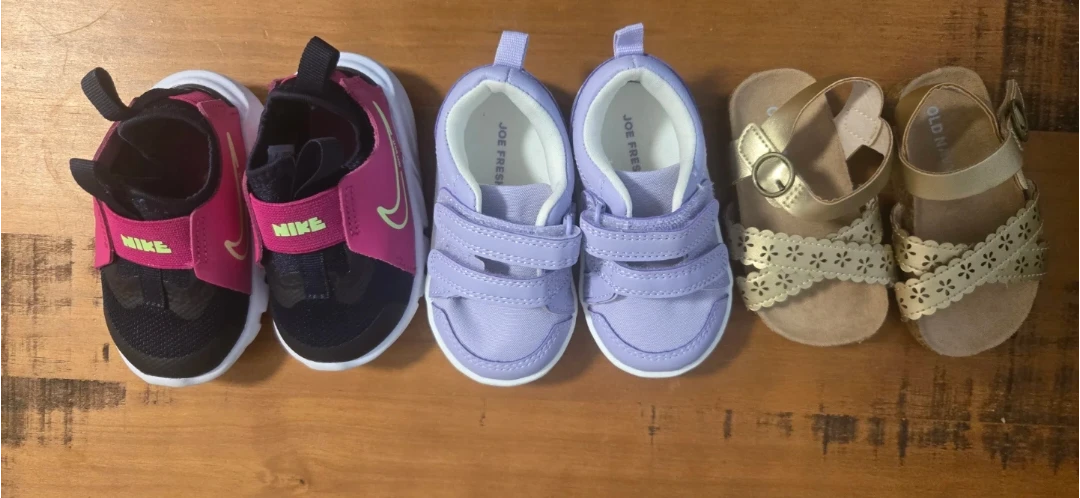 Three Pairs of Toddler Girl Shoes - Size 4 (12-18 months)
