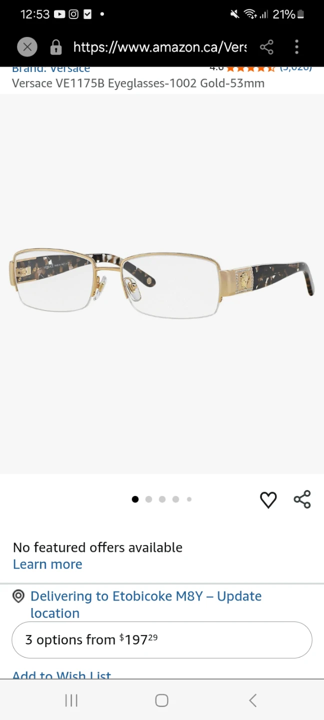 Versace VE1175B Eyeglasses Gold 53mm - photo 2
