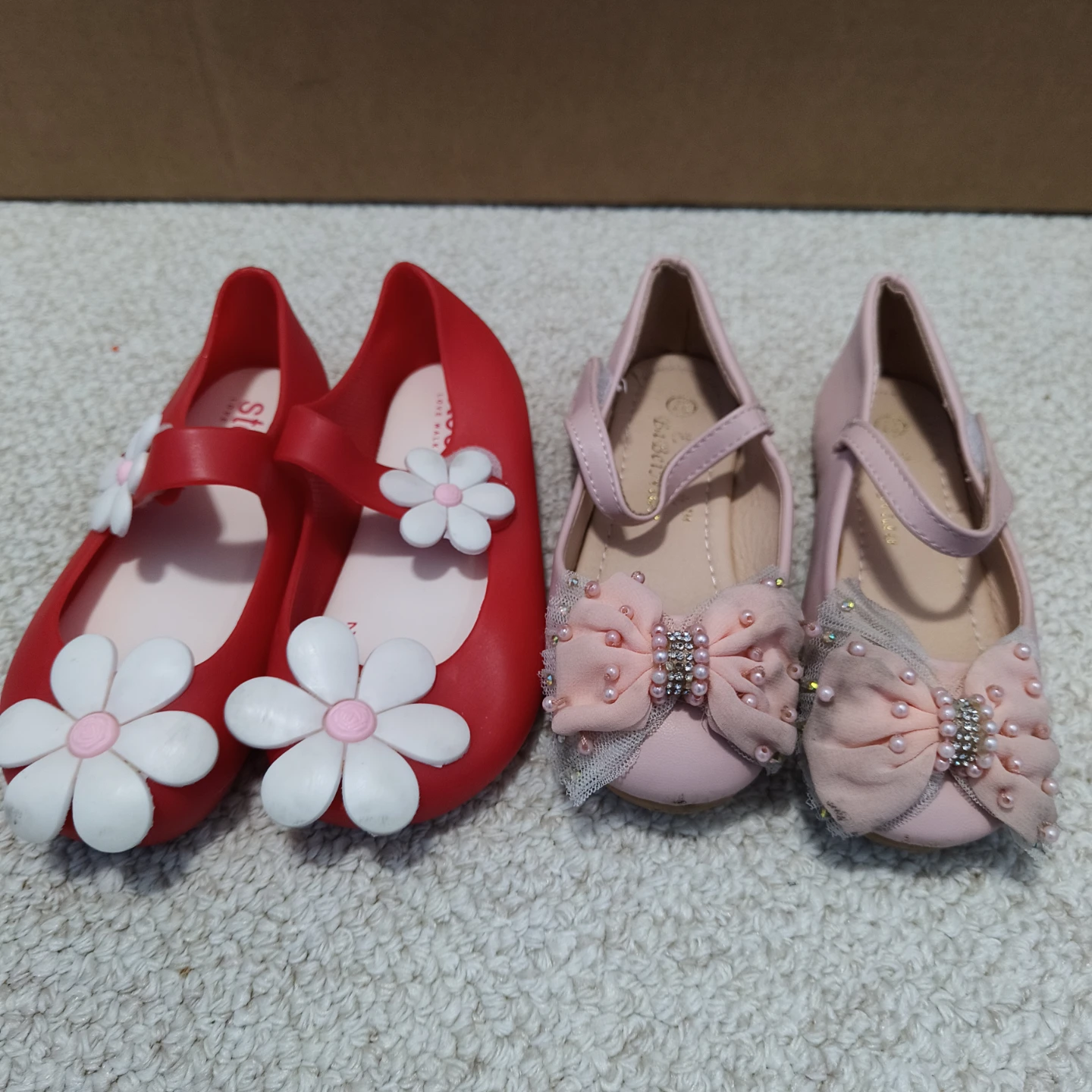 Toddler Girls' Flats - Red & Pink Flower Shoes SIZE C11
