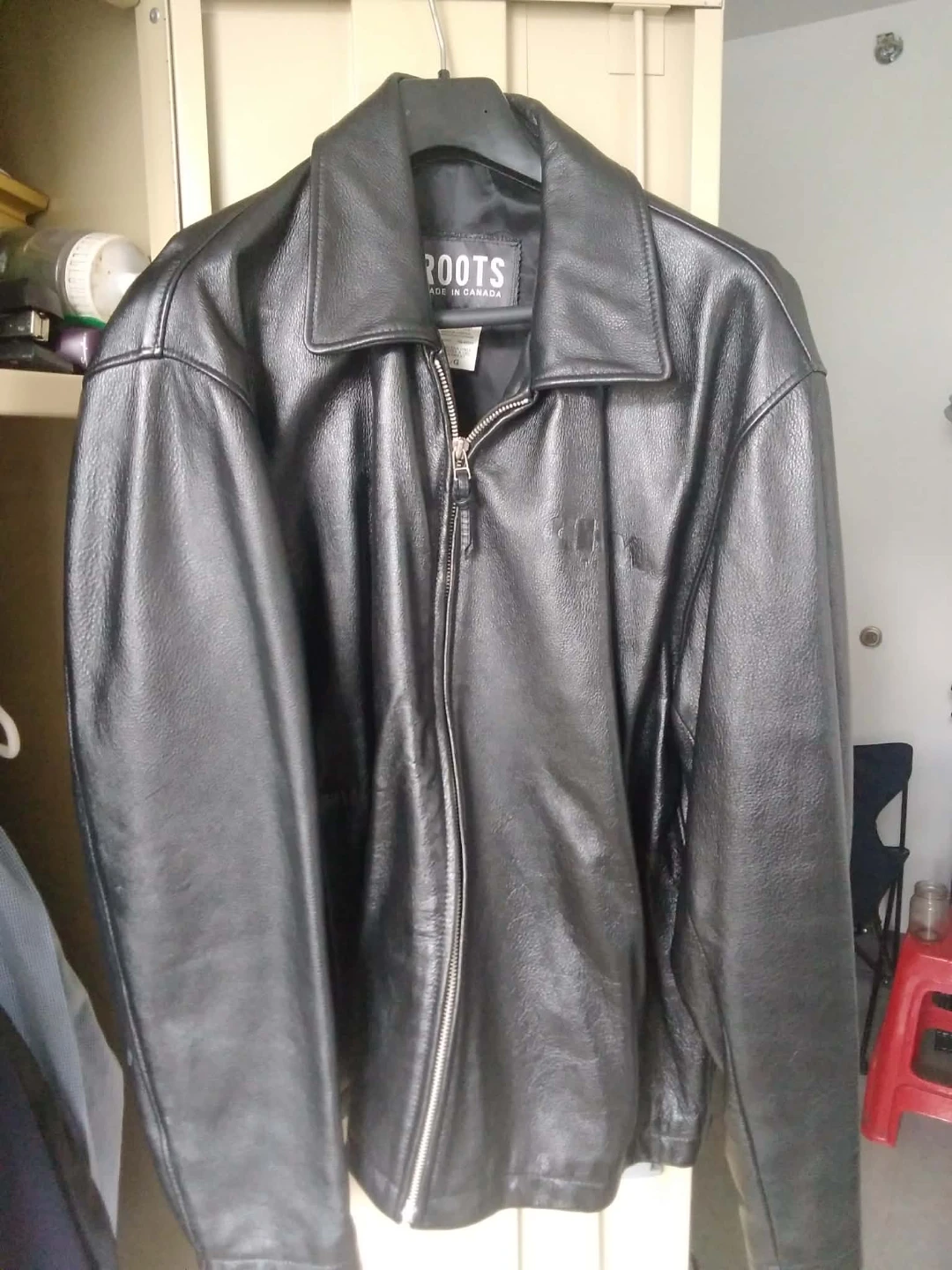 Roots Leather Jacket - Black - L/G